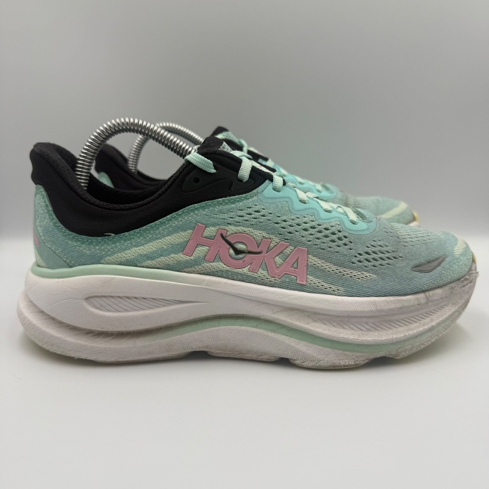 Hoka One One Bondi 8 Womens Size 8.5 Running Shoes Road Sneakers Mint Green Pink
